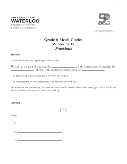 Grade 6 Math Circles Winter 2013 Fractions - CEMC