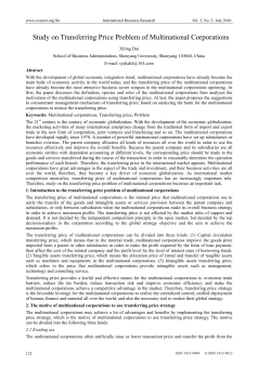 Study on Transferring Price Problem of Multinational Corporations