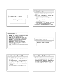 Consolidating the Racial State 1860-1910