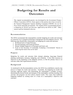 Budgeting for Results and Outcomes