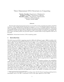 Three Dimensional DNA Structures in Computing 1 Introduction