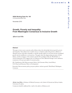 Growth, Poverty and Inequality: From Washington Consensus to