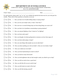 MAYSI Questionaire - Florida Department of Juvenile Justice