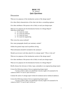 BIOE 332 Quiz Questions Discussion - Art Johnson