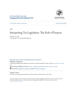 Interpreting Tax Legislation: The Role of Purpose