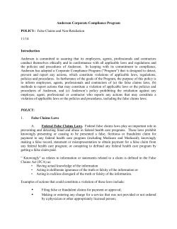 False Claims and Non-Retaliation