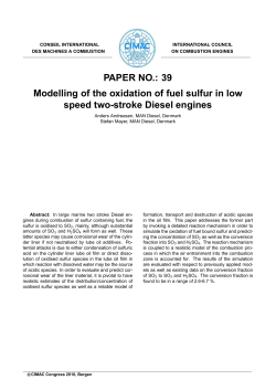 PAPER NO.: 39 Modelling of the oxidation of fuel sulfur in low speed