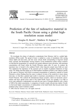 Prediction of the fate of radioactive material in the South Pacific