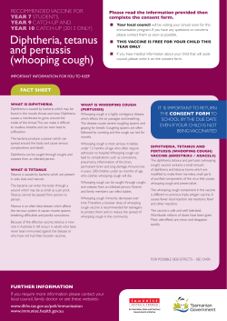 Diphtheria, tetanus and pertussis (whooping cough)