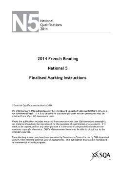 2014 French Reading National 5 Finalised Marking Instructions