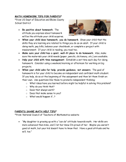MATH HOMEWORK TIPS FOR PARENTS* *from US Dept of