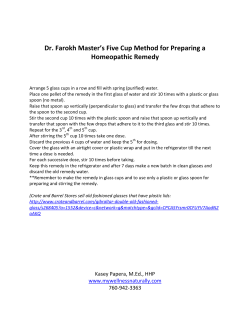 Dr. Farokh Master`s Five Cup Method for Preparing a Homeopathic