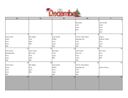 M Tu W Th F 1 2 Pancakes Cold Cereal Fruit Toast Juice Fruit Milk