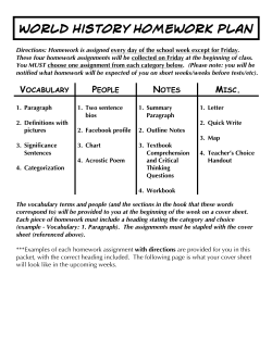 World History Homework Plan