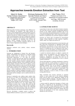 Approaches towards Emotion Extraction from Text