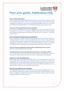 Pure user guide: Publication FAQ