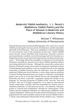 Modernist Yiddish Aesthetics, IL Peretz`s Middlebrow