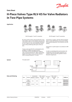 H-Piece Valves Type RLV-KS for Valve Radiators in Two
