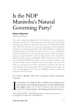 Is the NDP as Manitoba`s Natural Governing Party