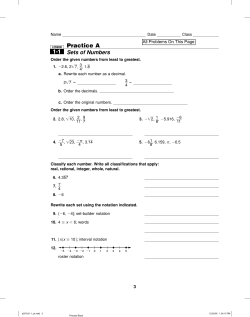 1-1 Practice A Sets of Numbers