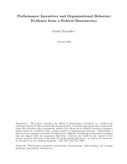 Performance Incentives and Organizational Behavior