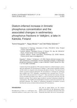 Diatom-inferred increase in limnetic phosphorus concentration and