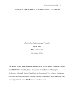 A Preschooler`s Understanding of &ldquo;Triangle:&rdquo; A Case Study