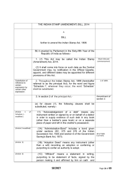 The Indian Stamp (Amendment) Bill, 2014
