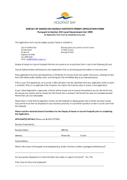 application for ther display of goods on council footpath