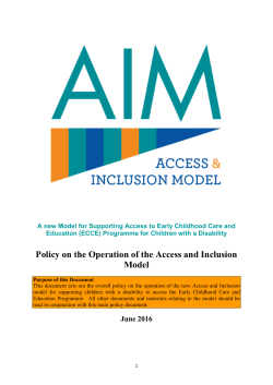 Policy on the Operation of the Access and Inclusion Model