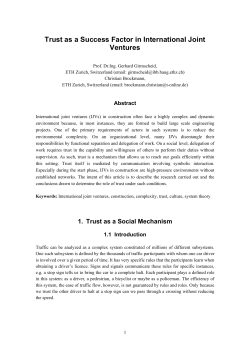 Trust as a Success Factor in International Joint Ventures
