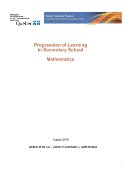 Progression of Learning in Secondary School Mathematics