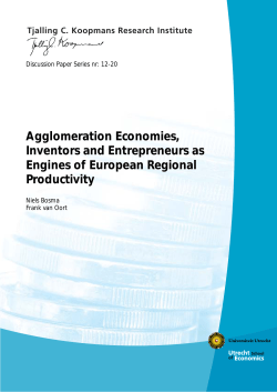 Agglomeration Economies, Inventors and Entrepreneurs as Engines