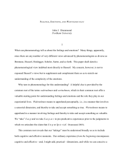 John J. Drummond Fordham University I What can phenomenology