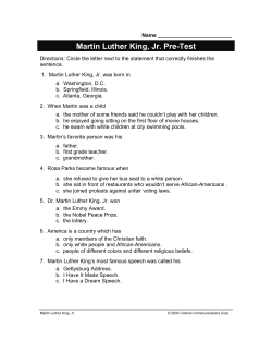 Martin Luther King, Jr. Pre-Test