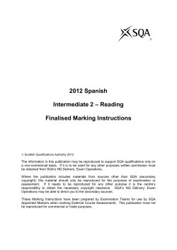 2012 Spanish Intermediate 2 &ndash; Reading Finalised Marking Instructions