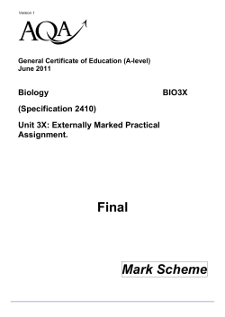 A-level Biology Mark Scheme Unit 3X - AS Externally Marked