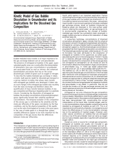Kinetic Model of Gas Bubble Dissolution in Groundwater and Its