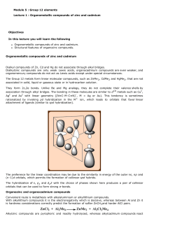 Module 5 : Group 12 elements Lecture 1 : Organometallic