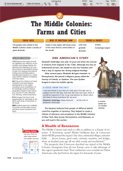 The Middle Colonies: Farms and Cities