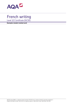 French IGCSE Writing Exemplar marked work Summer 2014