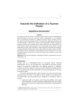 Kachniewska Magdalena, Towards the Definition of a Tourism Cluster