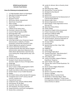 APUSH Second Semester Semester Exam Review Know the