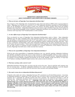 Frequently Asked Questions - Pepperidge Farm Distributorships