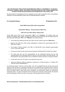 For Immediate Release 29 September 2014