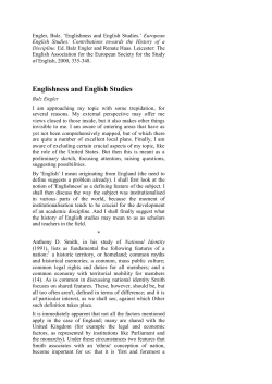 Englishness and English Studies - The European Society for the