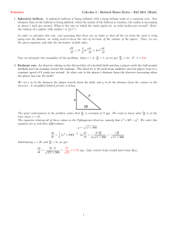 Solutions Calculus I - Related Rates Extra