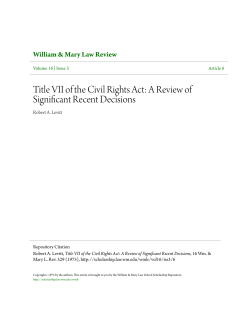 Title VII of the Civil Rights Act: A Review of Significant Recent