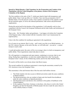 Speech by Michel Barnier, Chief Negotiator for the Preparation and
