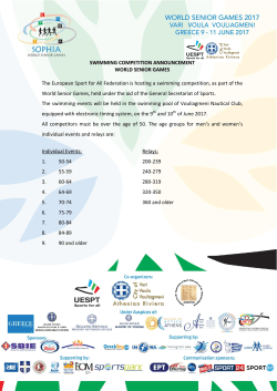 SWIMMING COMPETITION ANNOUNCEMENT WORLD SENIOR